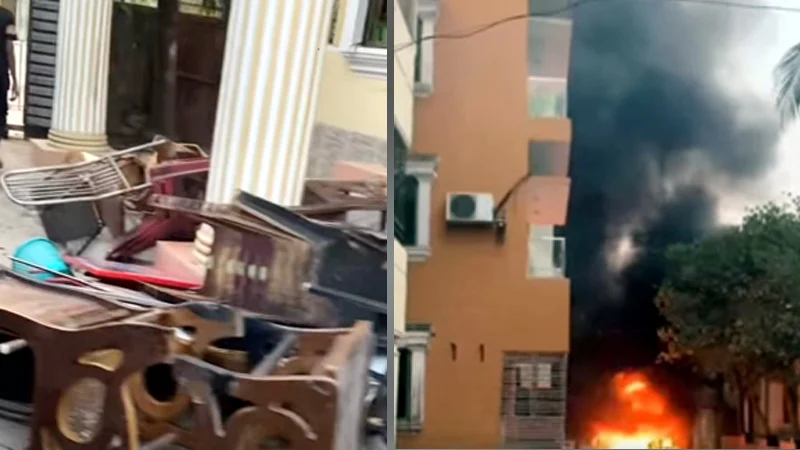 কুমিল্লায় সাবেক রেলমন্ত্রীর বাড়িতে ভাঙচুর-আগুন